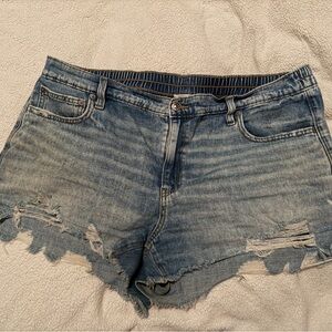 Aerie Daydream Distressed Denim Shorts Light Wash Raw Hem Size XL